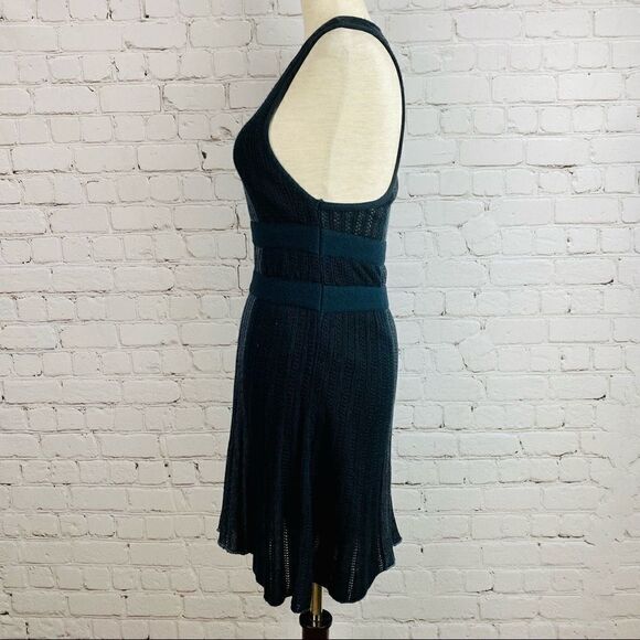 Crochet Knit Black Racerback Ribbed Mini Dress - Picture 4 of 9
